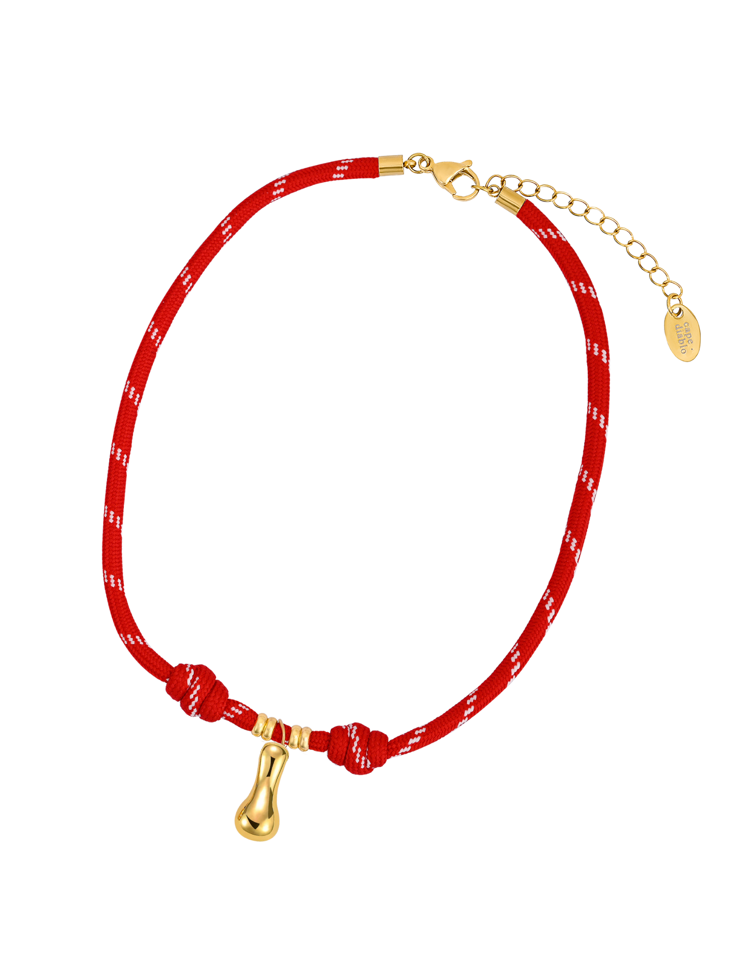 Collier corde lettre bulle dorée