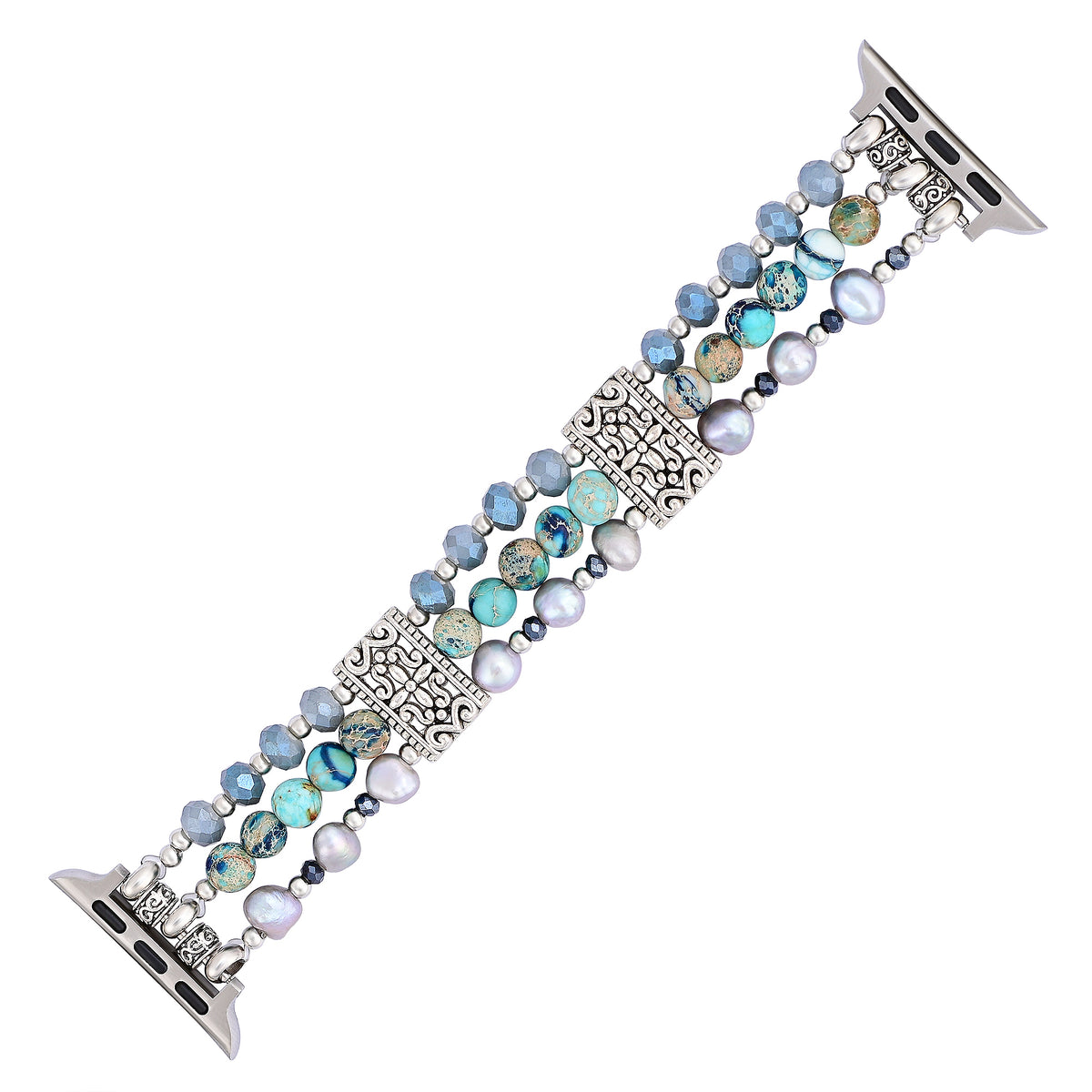 Bracelet extensible nomade artisanal en jaspe pour Apple Watch