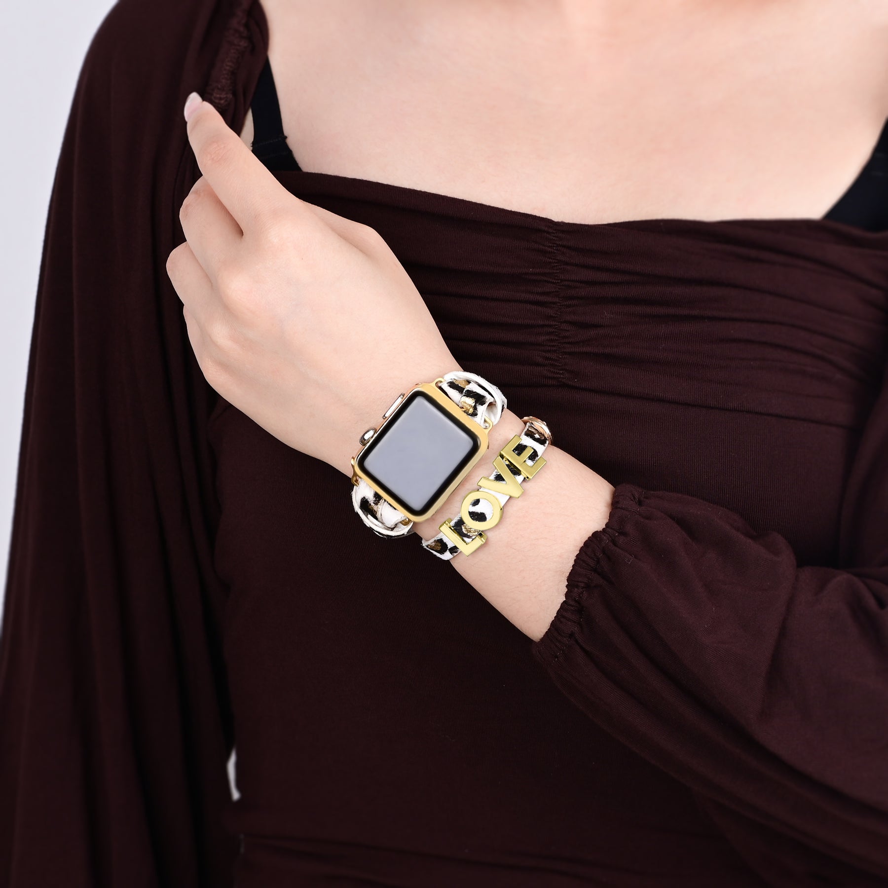 Bracelet Apple Watch en cuir Love Safari