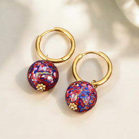 Boucles d'oreilles créoles sphériques Améthyste Aurore tachetée