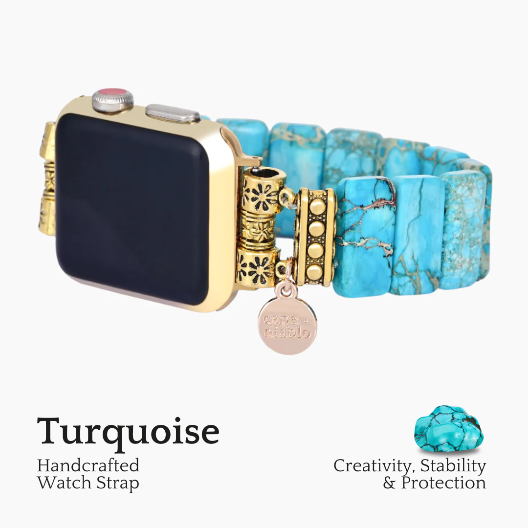 Bracelet Apple Watch extensible en jaspe tibétain turquoise