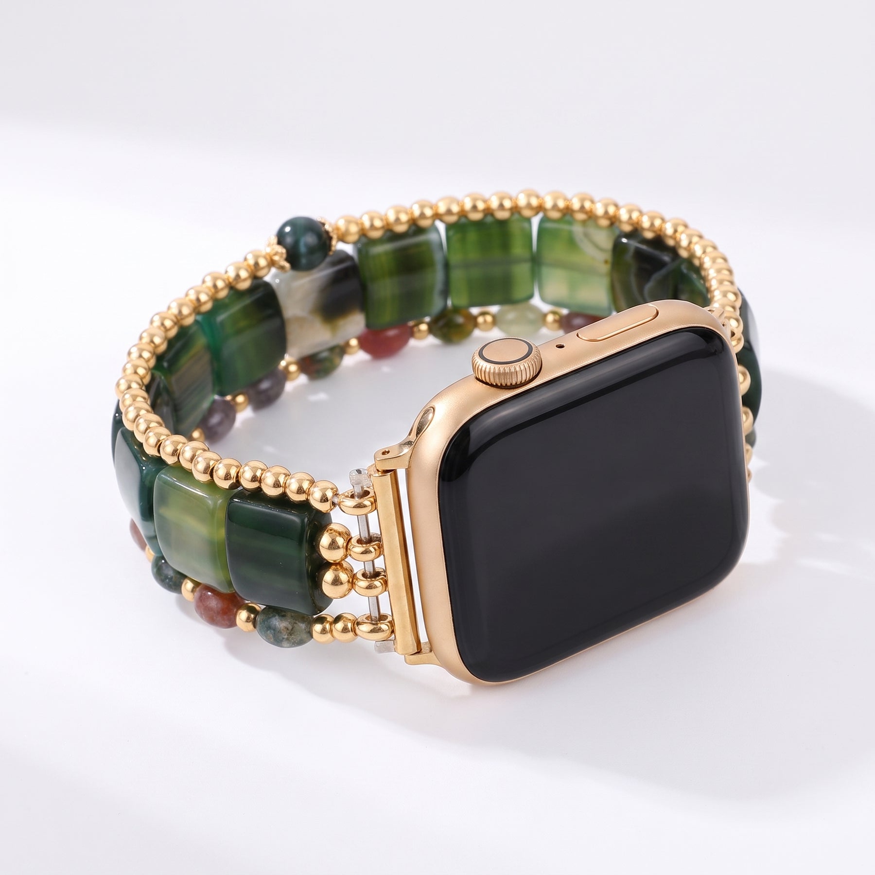 Bracelet extensible pour Apple Watch « Flamme du désert » en cornaline argentée