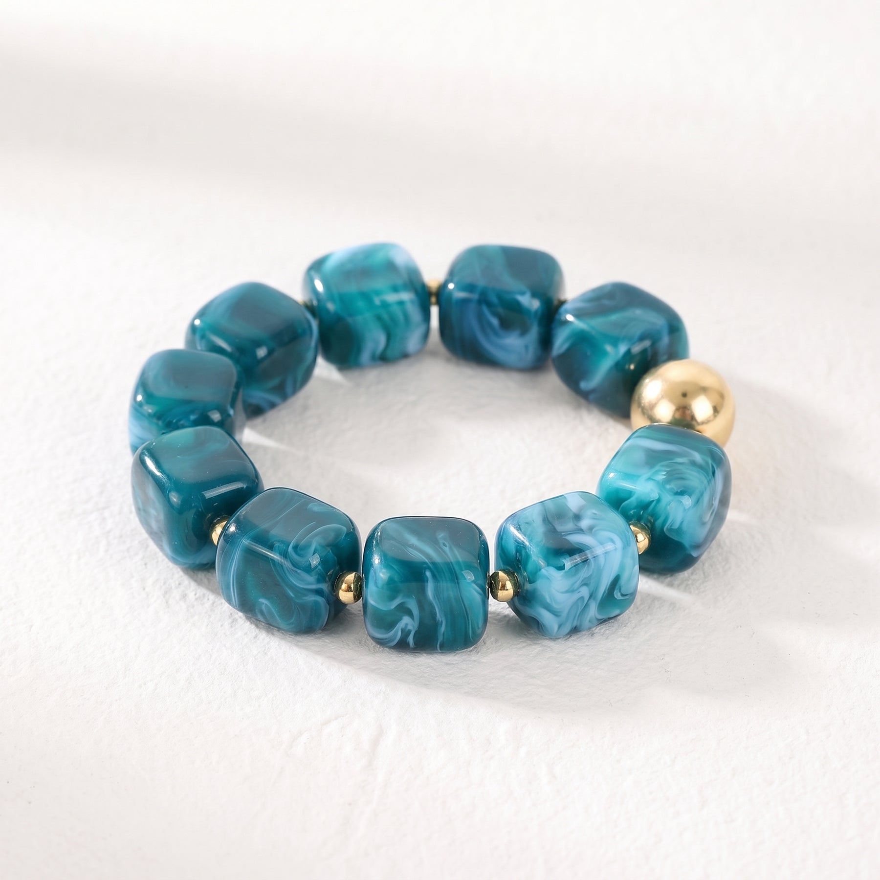 Bracelet massif vert émeraude style lagon