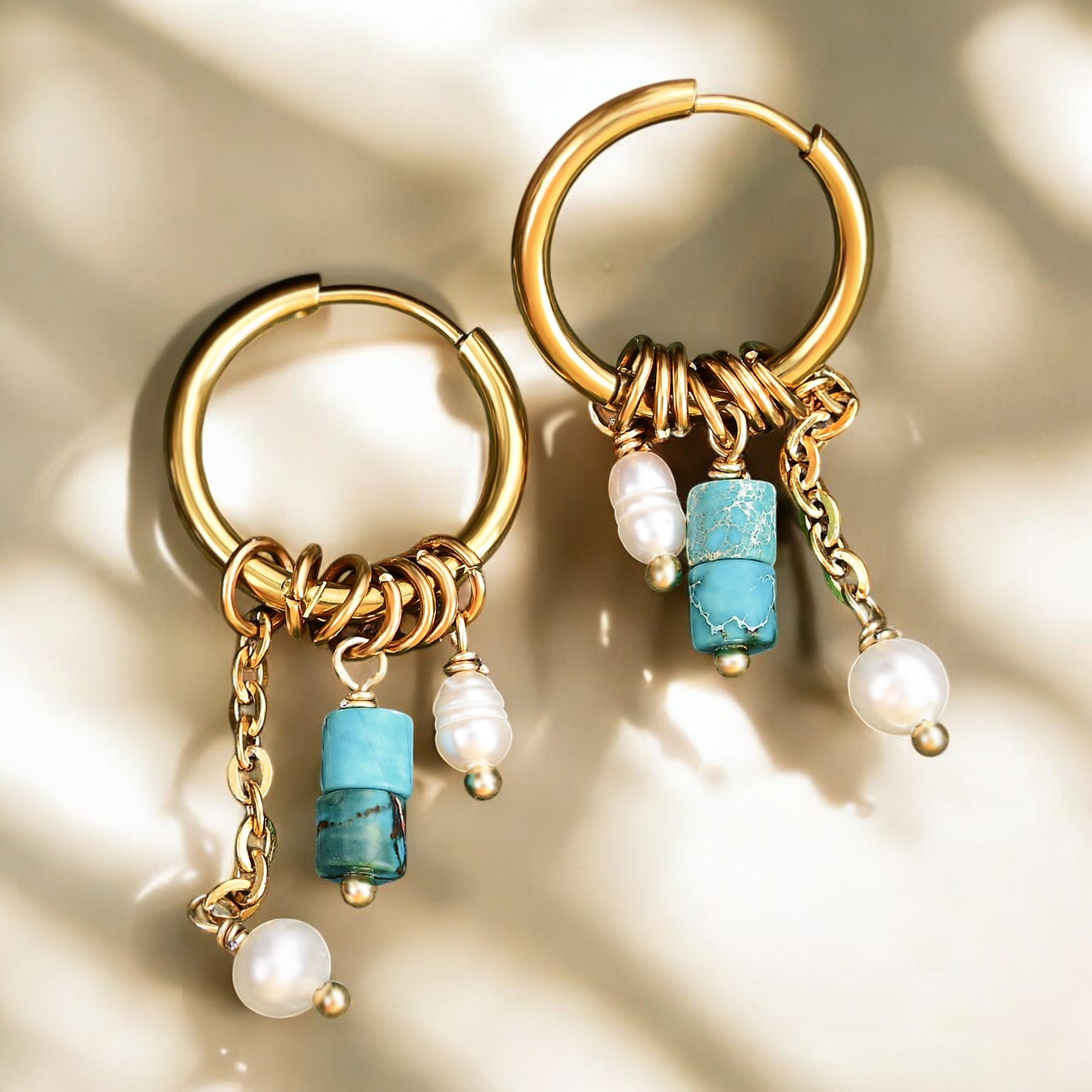 Boucles d'oreilles créoles Golden Sky Bloom Drop