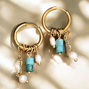 Boucles d'oreilles créoles Golden Sky Bloom Drop