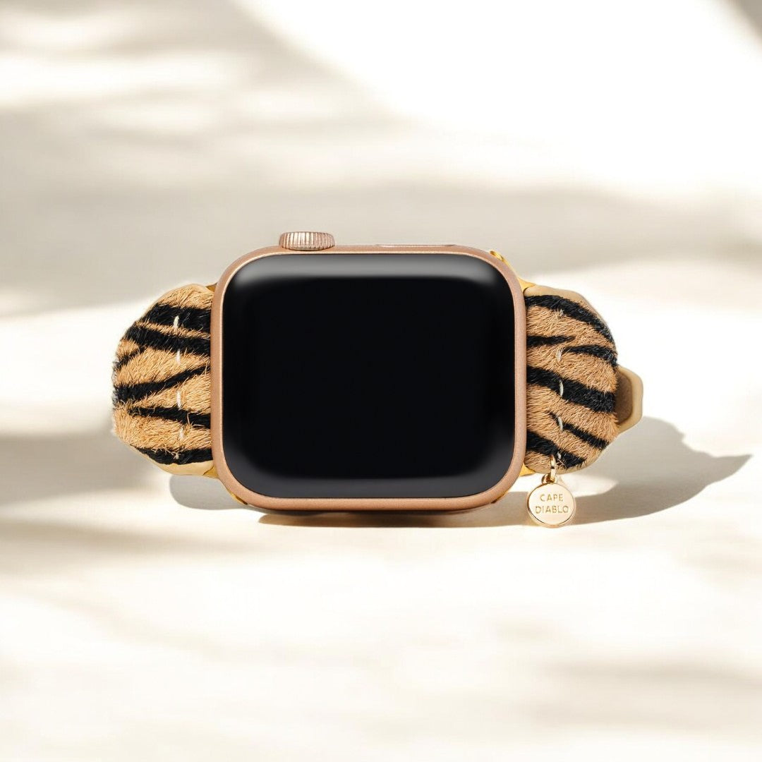 Bracelet Apple Watch en cuir à rayures élégantes