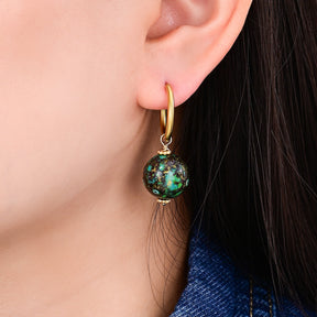 Boucles d'oreilles créoles en orbe tachetée Éclipse Émeraude