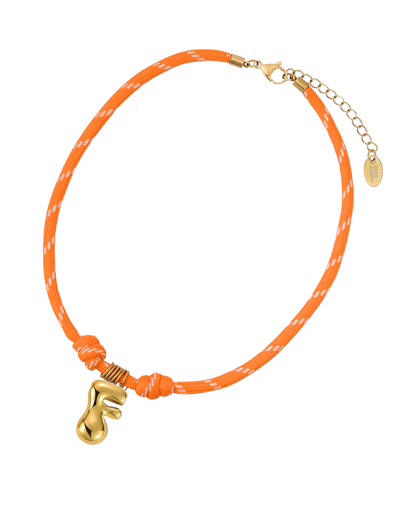 Collier corde lettre bulle dorée