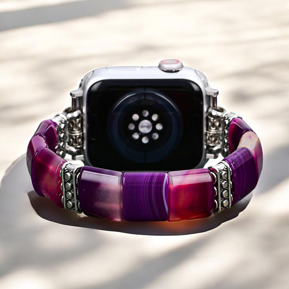 Bracelet extensible en agate Amethyst Aura pour Apple Watch