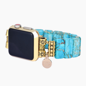 Bracelet Apple Watch extensible en jaspe tibétain turquoise