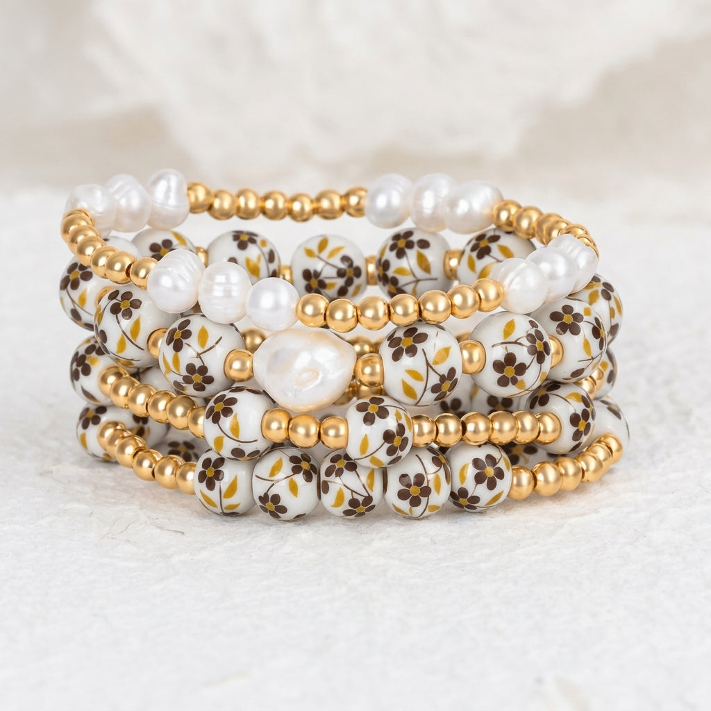 Ensemble de bracelets Porcelain Garden Golden Meadow