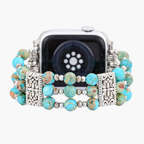 Bracelet en cuir turquoise artisanal pour Apple Watch