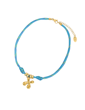 Collier corde lettre bulle dorée