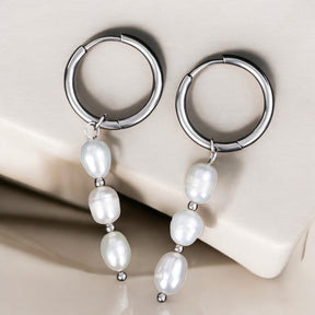 Boucles d'oreilles créoles en perles et agates Golden Grace