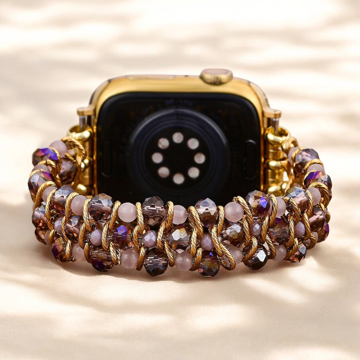 Bracelet tressé Golden Serenity Gem pour Apple Watch