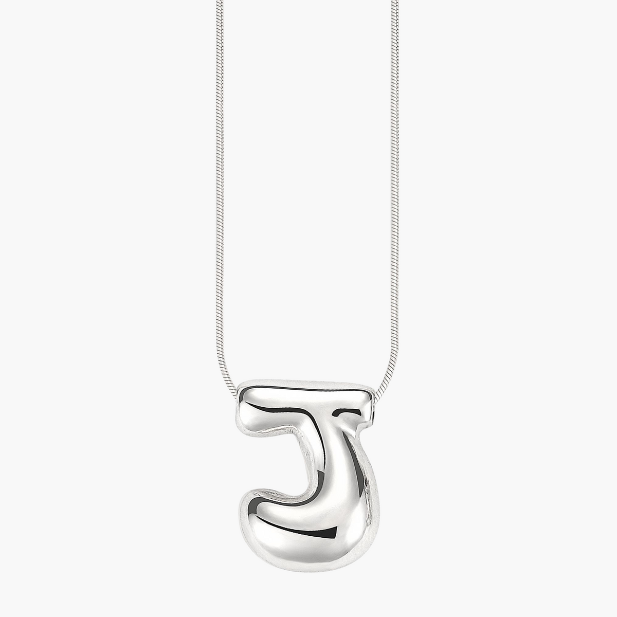 Collier initial en lettres bulles à éclat argenté