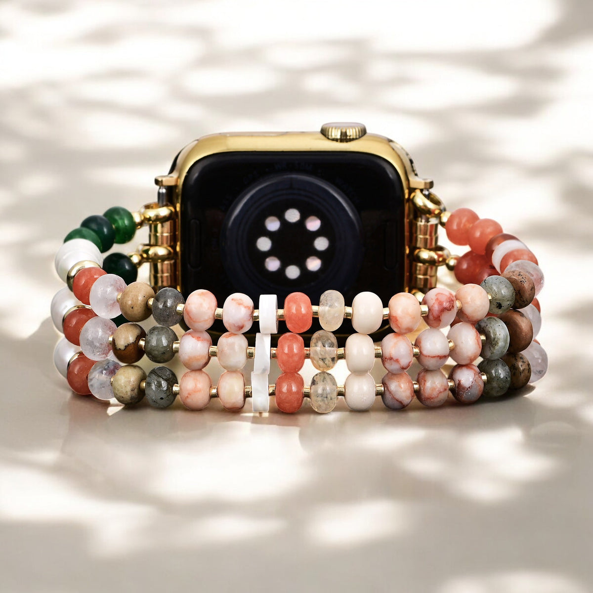 Bracelet en pierre naturelle corail extensible Apple Watch
