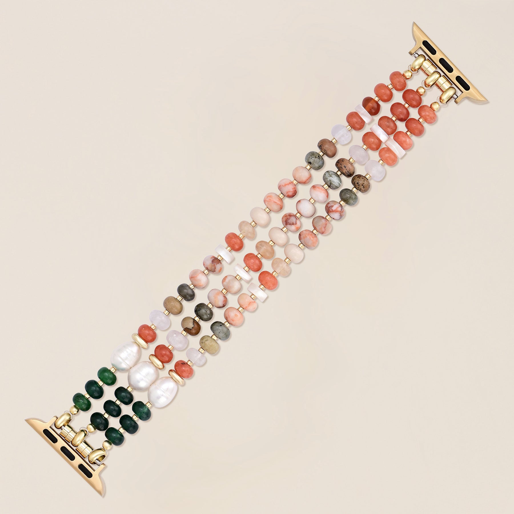 Bracelet en pierre naturelle corail extensible Apple Watch