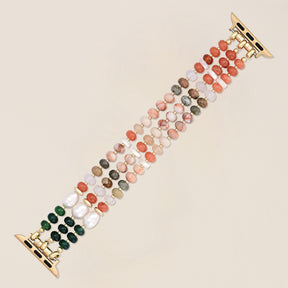 Bracelet en pierre naturelle corail extensible Apple Watch