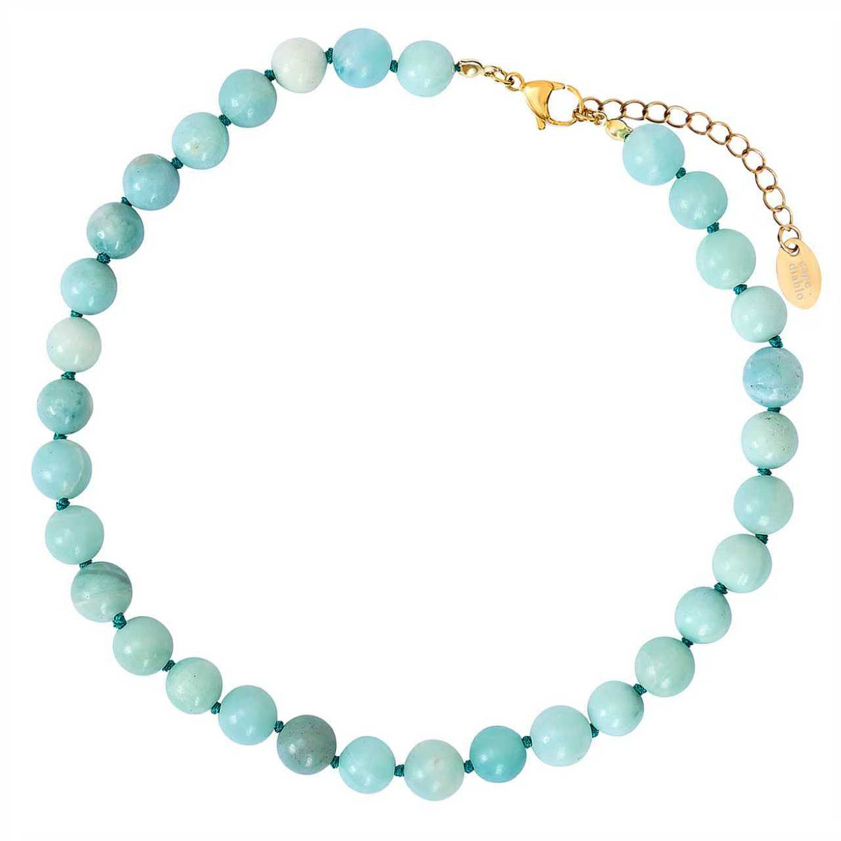 Collier ras de cou en amazonite des Caraïbes