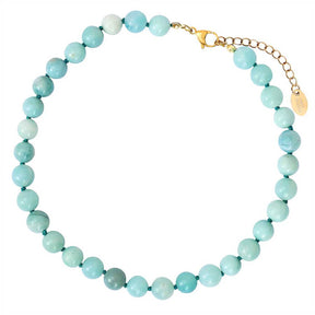 Collier ras de cou en amazonite des Caraïbes