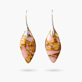 Boucles d'oreilles Jaspe Feuilles de Pêcher Doré