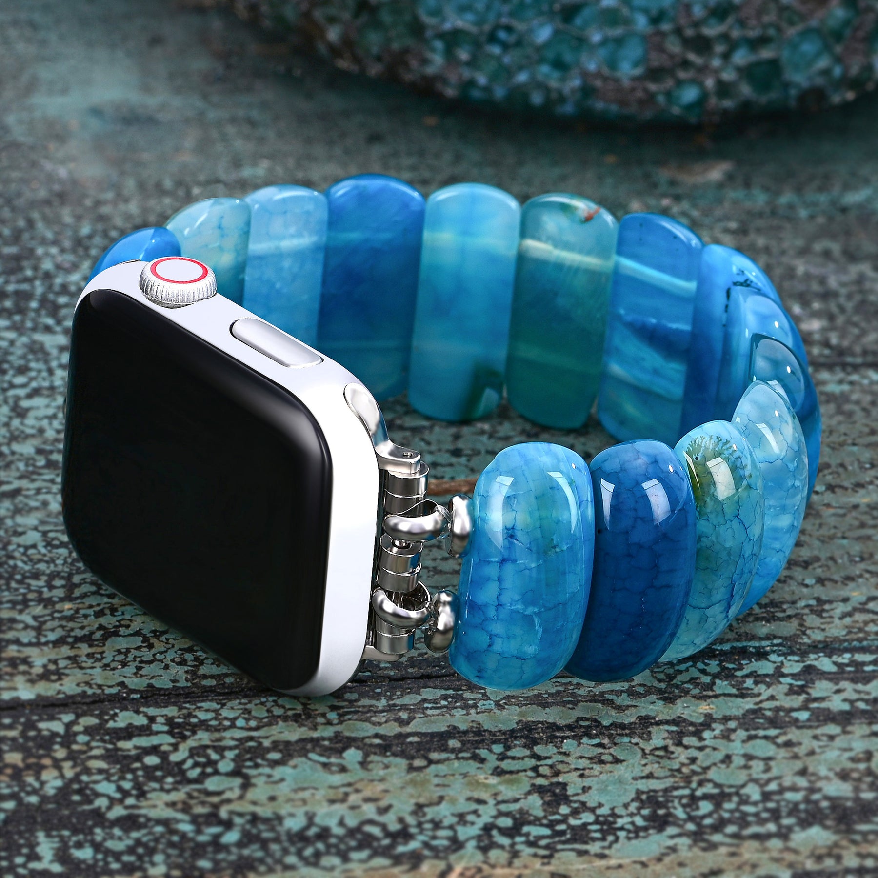 Bracelet extensible en agate Ocean Essence Apple Watch