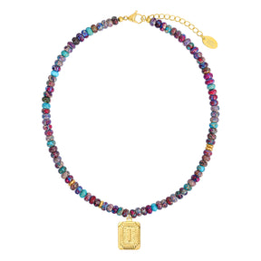 Collier lettre en jaspe impérial bleu