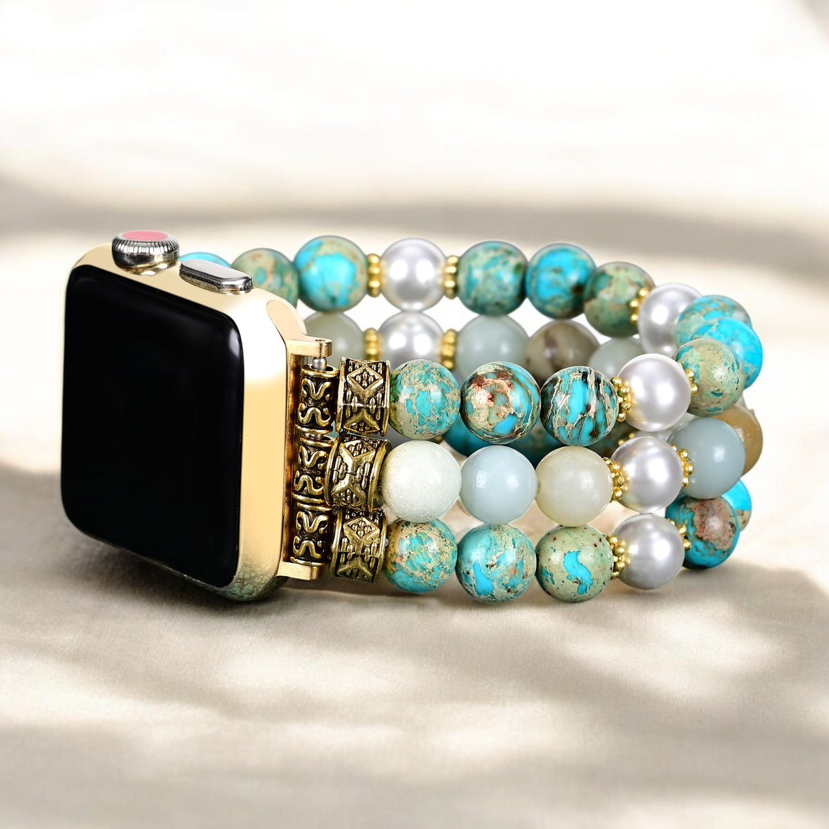 Bracelet de montre extensible en jaspe Ocean Breeze
