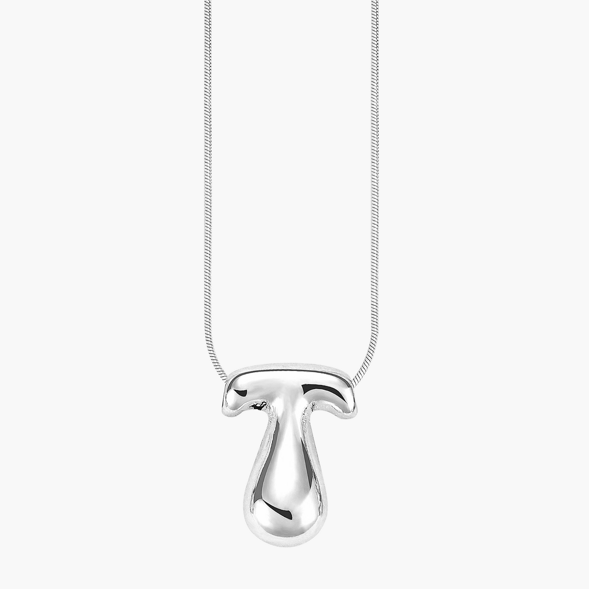 Collier initial en lettres bulles à éclat argenté