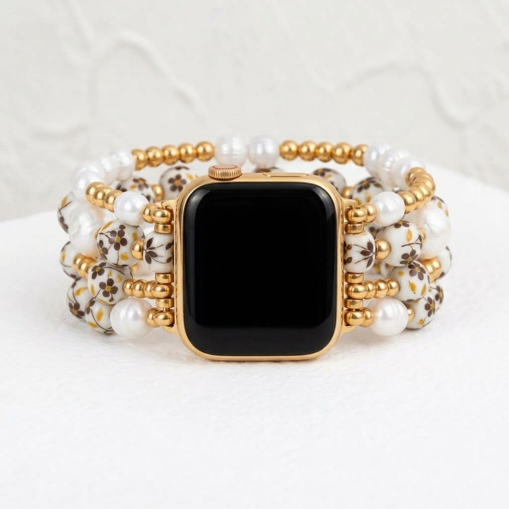 Bracelet Apple Watch Porcelain Garden Golden Meadow