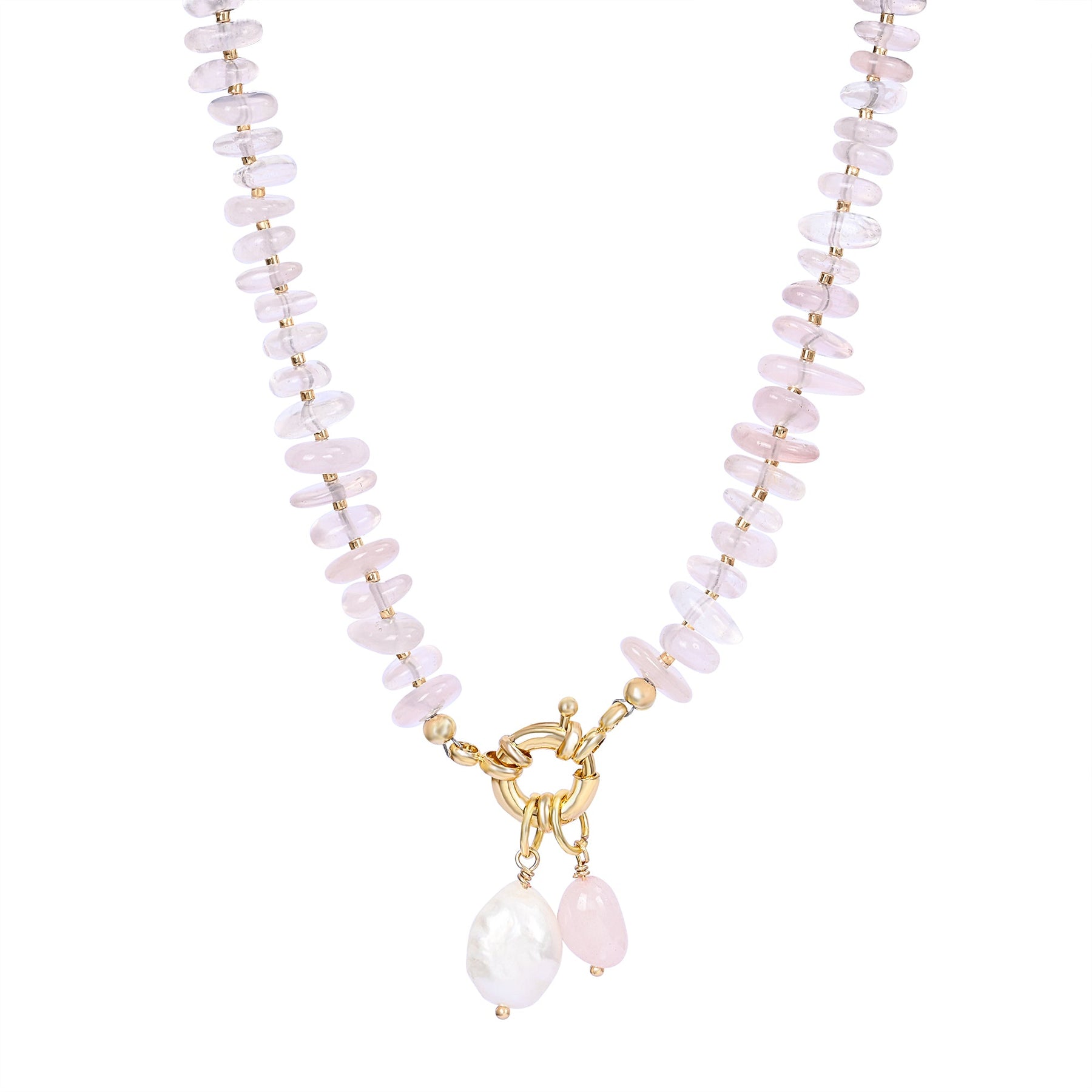 Collier pendentif en quartz rose