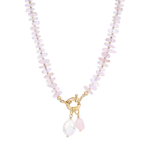 Collier pendentif en quartz rose