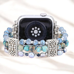 Bracelet extensible nomade artisanal en jaspe pour Apple Watch