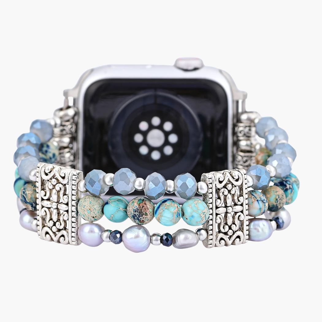 Bracelet extensible nomade artisanal en jaspe pour Apple Watch