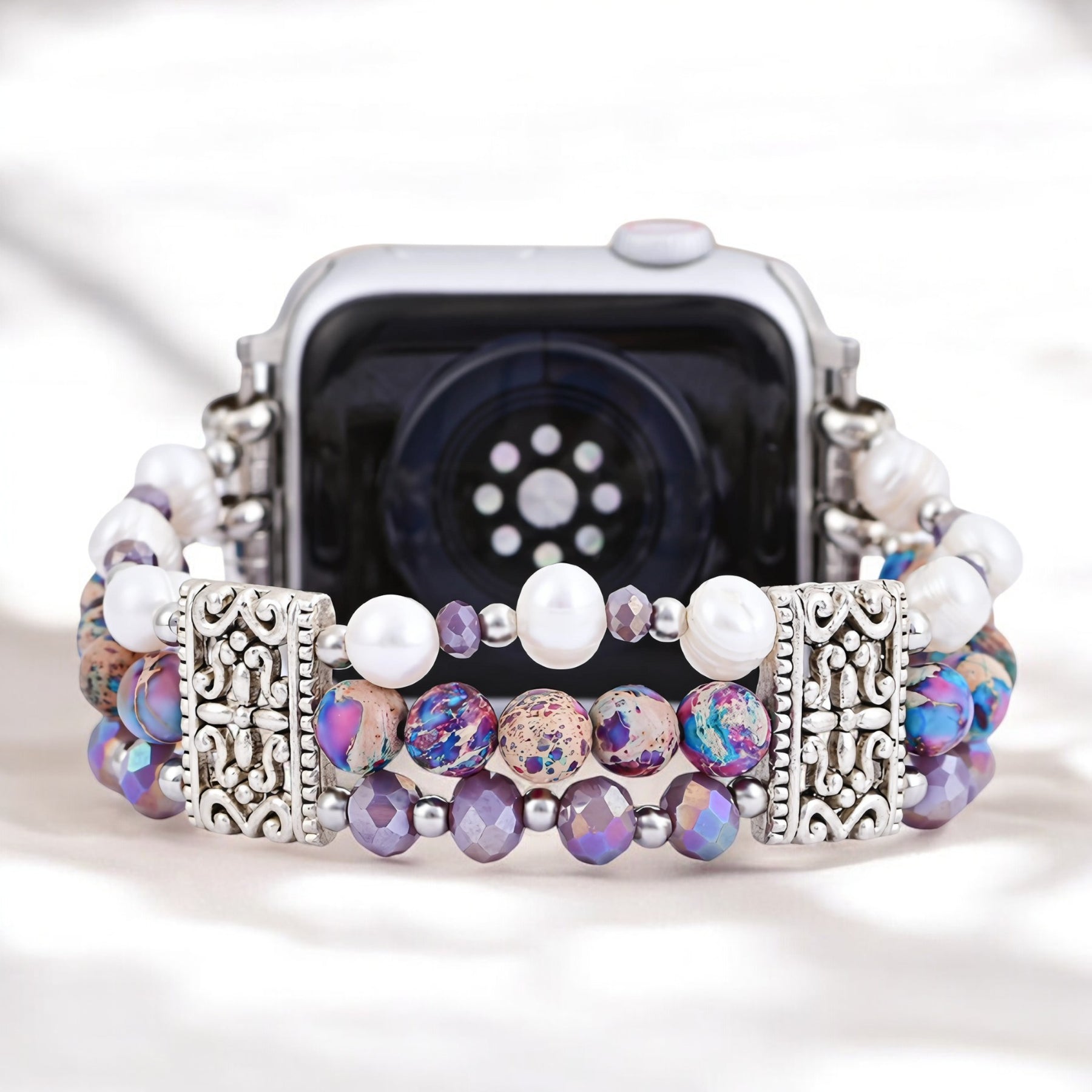 Bracelet extensible artisanal en jaspe Oasis pour Apple Watch
