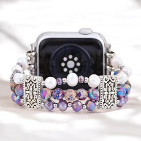 Bracelet extensible artisanal en jaspe Oasis pour Apple Watch
