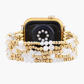 Bracelet extensible Apple Watch en pierre de lune Halo doré
