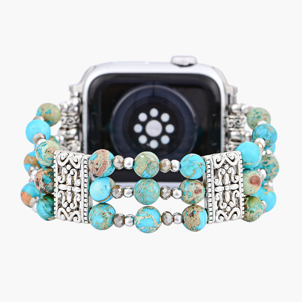 Bracelet extensible artisanal en esprit turquoise pour Apple Watch