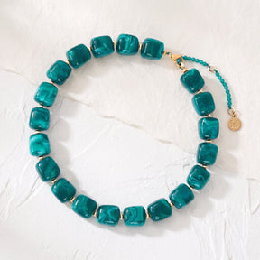 Collier à perles carrées épaisses marron