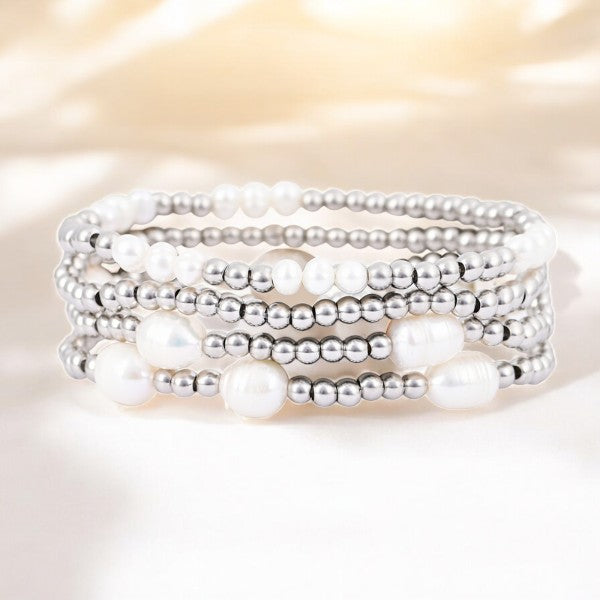 Ensemble de bracelets en perles et en argent