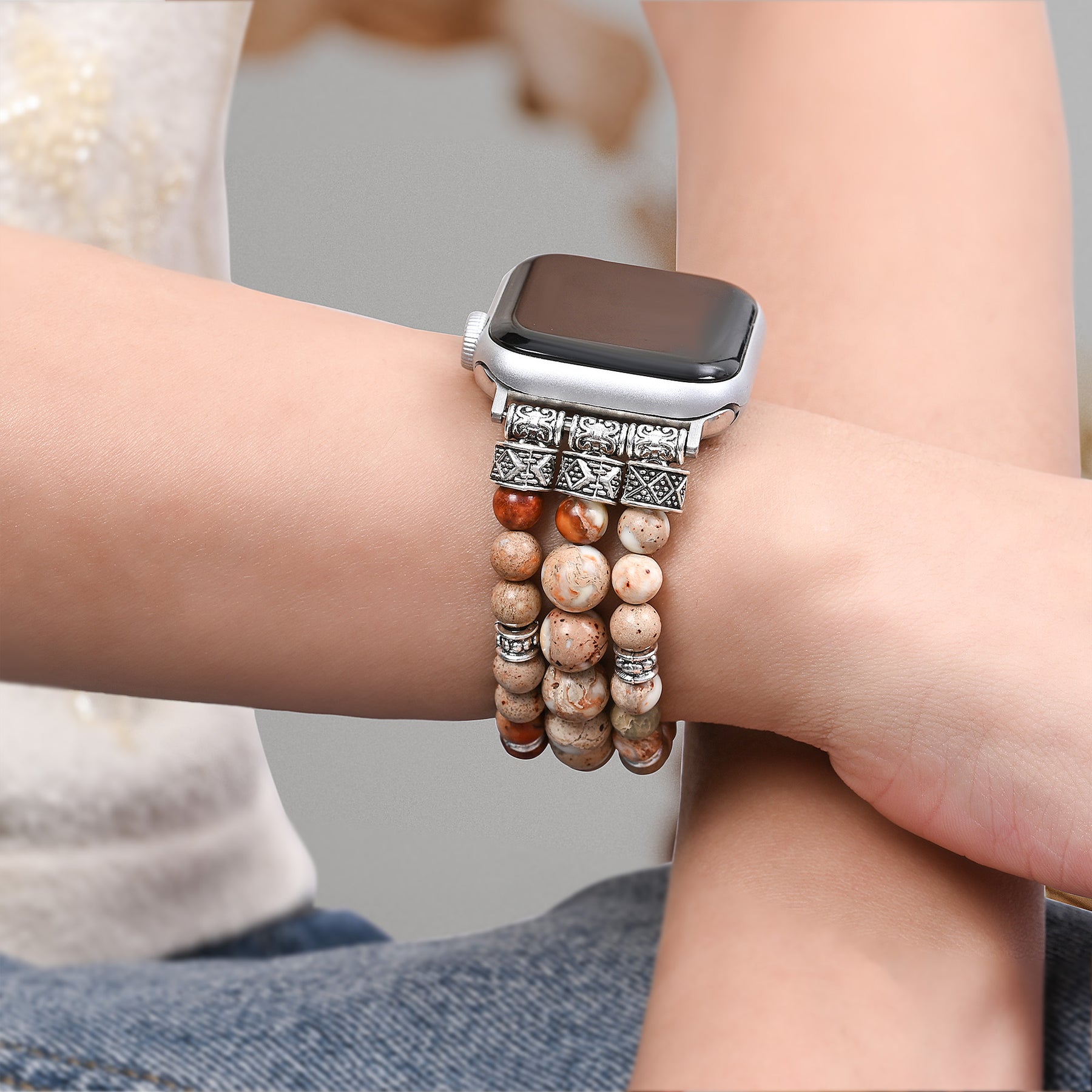 Bracelet Apple Watch en jaspe Imperial Earth