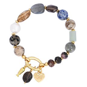 Bracelet charme cœur d'obsidienne