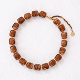 Collier à perles carrées épaisses marron