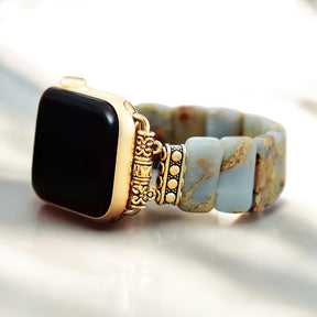 Bracelet Apple Watch extensible en jaspe tibétain terre