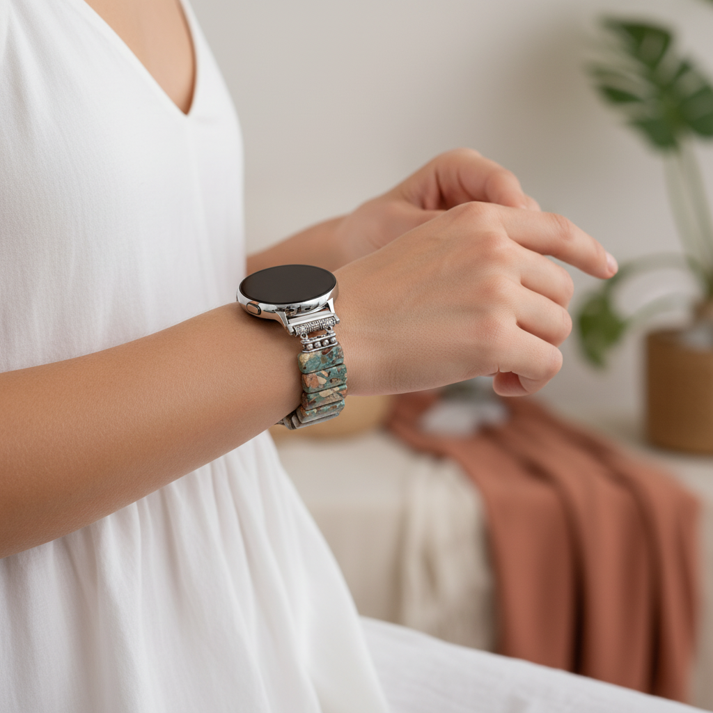 Bracelet extensible en jaspe tibétain Earth pour Apple Watch