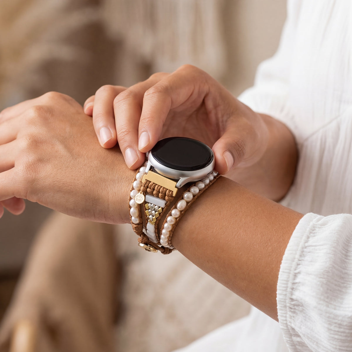 Bracelet de montre Samsung Galaxy en perle d'eau douce