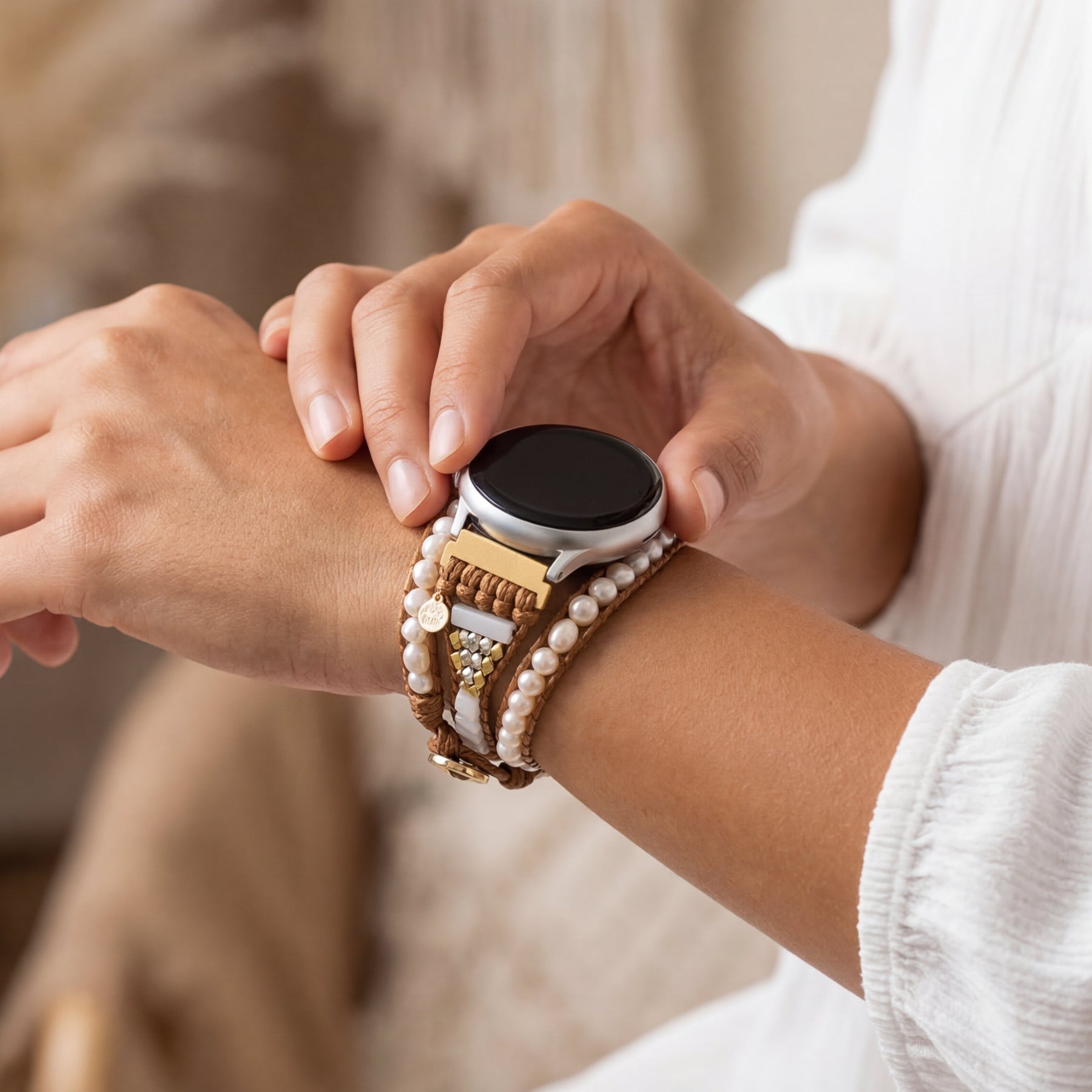Bracelet de montre Samsung Galaxy en perle d'eau douce