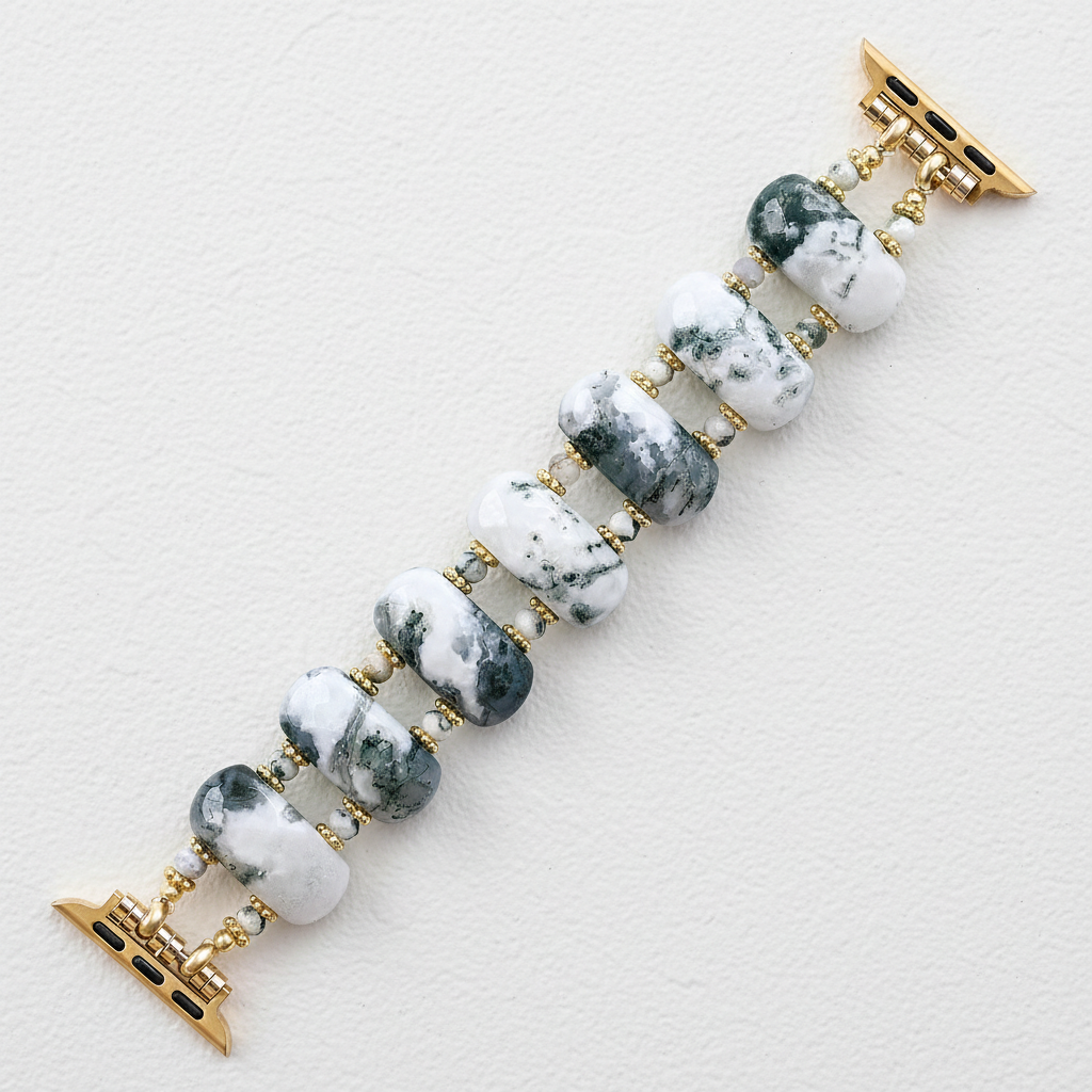 Bracelet extensible en agate forestière pour Apple Watch