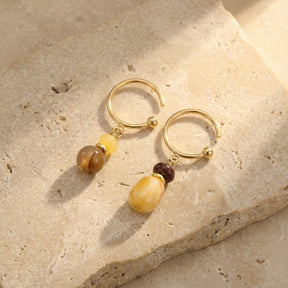 Boucles d'oreilles en agate dorée
